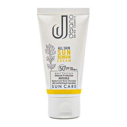 تصویر کرم ضد آفتاب بی رنگ انواع پوست SPF+50 دلانو